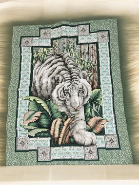 White Tiger Jungle Wall Hanging  in Mint and Green